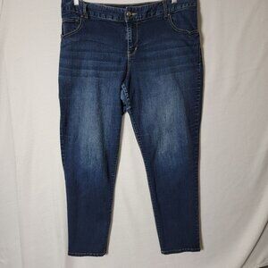 Lane Bryant Womens Jeans Size18 Mid Rise Tapered Leg Whiskered Blue Denim